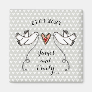 Persoonlijke Witte Doves Wedding Magnet Favor