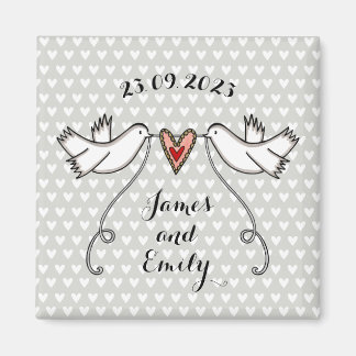Persoonlijke Witte Doves Wedding Magnet Favor