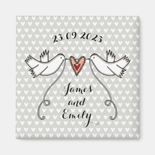 Persoonlijke Witte Doves Wedding Magnet Favor (Voorkant)