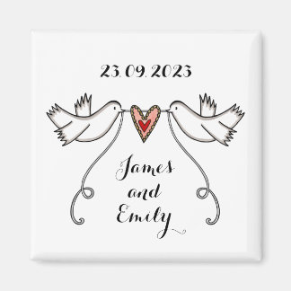 Persoonlijke Witte Doves Wedding Magnet Favor