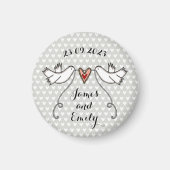 Persoonlijke Witte Doves Wedding Magnet Favor (Voorkant)