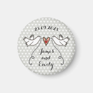 Persoonlijke Witte Doves Wedding Magnet Favor