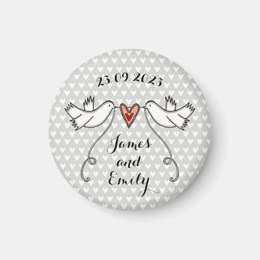 Persoonlijke Witte Doves Wedding Magnet Favor (Voorkant)