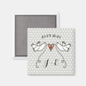 Persoonlijke Witte Doves Wedding Magnet Favor (Voorkant / Achterkant)