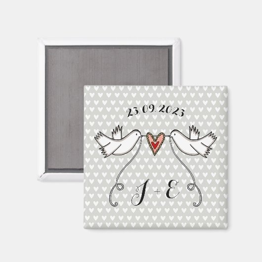 Persoonlijke Witte Doves Wedding Magnet Favor (Voorkant / Achterkant)