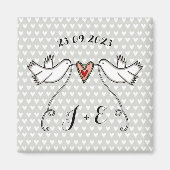 Persoonlijke Witte Doves Wedding Magnet Favor (Voorkant)