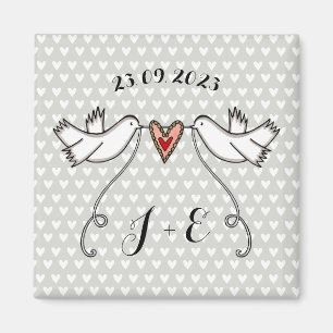 Persoonlijke Witte Doves Wedding Magnet Favor