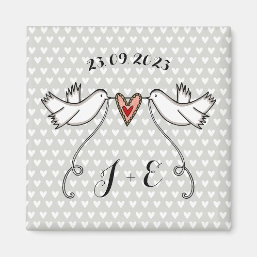 Persoonlijke Witte Doves Wedding Magnet Favor (Voorkant)