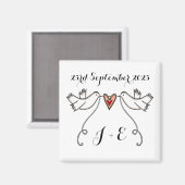Persoonlijke Witte Doves Wedding Magnet Favor (Voorkant / Achterkant)