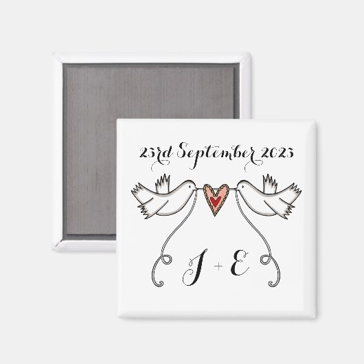 Persoonlijke Witte Doves Wedding Magnet Favor (Voorkant / Achterkant)