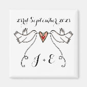 Persoonlijke Witte Doves Wedding Magnet Favor (Voorkant)