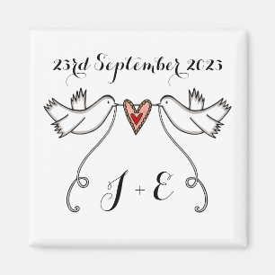 Persoonlijke Witte Doves Wedding Magnet Favor
