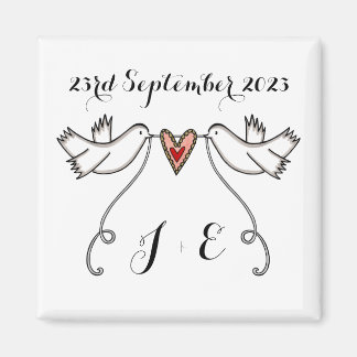 Persoonlijke Witte Doves Wedding Magnet Favor