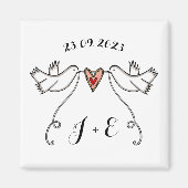 Persoonlijke Witte Doves Wedding Magnet Favor (Voorkant)