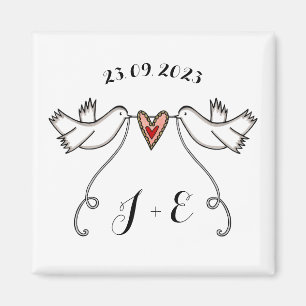 Persoonlijke Witte Doves Wedding Magnet Favor