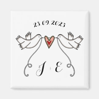 Persoonlijke Witte Doves Wedding Magnet Favor