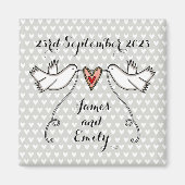 Persoonlijke Witte Doves Wedding Magnet Favor (Voorkant)