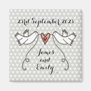 Persoonlijke Witte Doves Wedding Magnet Favor