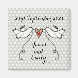 Persoonlijke Witte Doves Wedding Magnet Favor