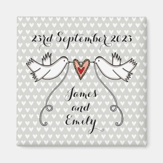 Persoonlijke Witte Doves Wedding Magnet Favor (Voorkant)