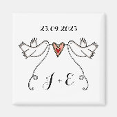 Persoonlijke Witte Doves Wedding Magnet Favor (Voorkant)