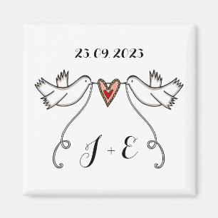Persoonlijke Witte Doves Wedding Magnet Favor