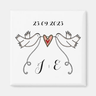 Persoonlijke Witte Doves Wedding Magnet Favor