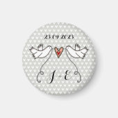 Persoonlijke Witte Doves Wedding Magnet Favor (Voorkant)