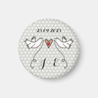 Persoonlijke Witte Doves Wedding Magnet Favor