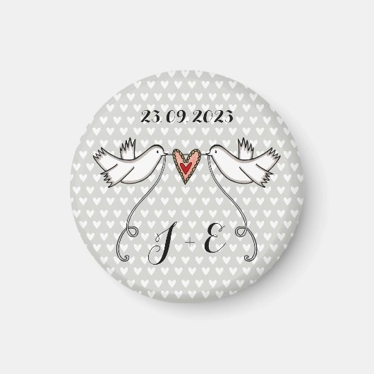 Persoonlijke Witte Doves Wedding Magnet Favor (Voorkant)