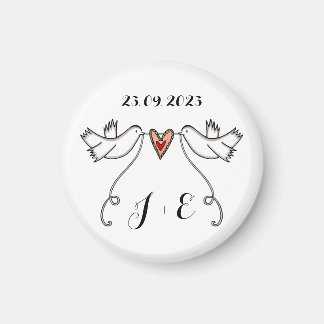 Persoonlijke Witte Doves Wedding Magnet Favor