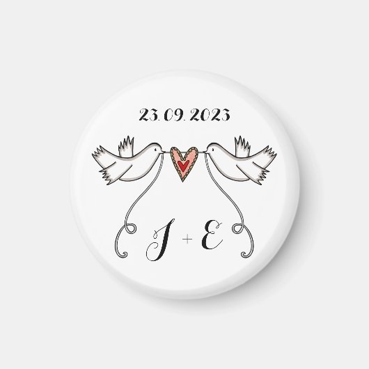 Persoonlijke Witte Doves Wedding Magnet Favor (Voorkant)