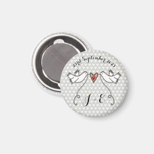 Persoonlijke Witte Doves Wedding Magnet Favor (Voorkant / Achterkant)