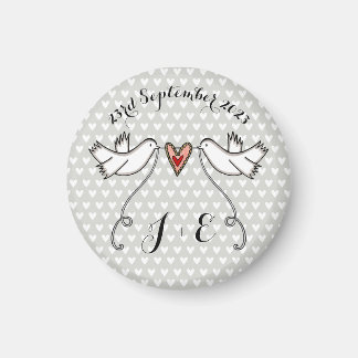 Persoonlijke Witte Doves Wedding Magnet Favor