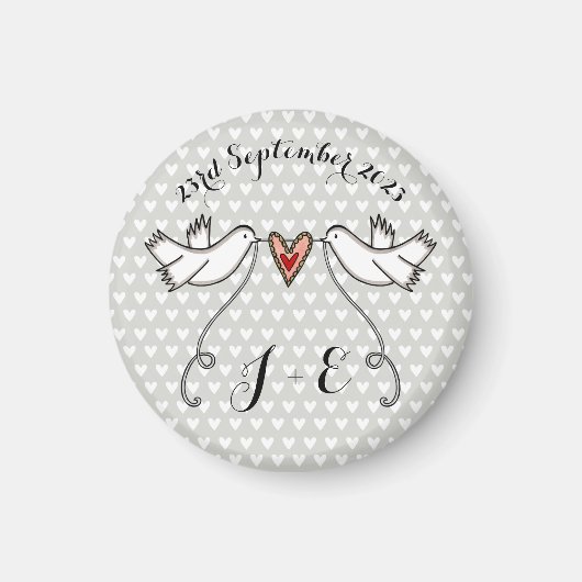 Persoonlijke Witte Doves Wedding Magnet Favor (Voorkant)