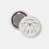 Persoonlijke Witte Doves Wedding Magnet Favor (Voorkant / Achterkant)