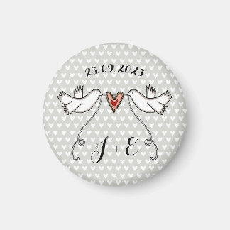 Persoonlijke Witte Doves Wedding Magnet Favor