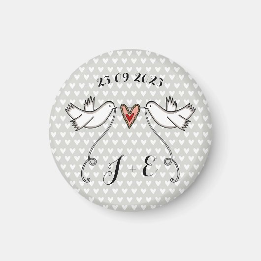 Persoonlijke Witte Doves Wedding Magnet Favor (Voorkant)