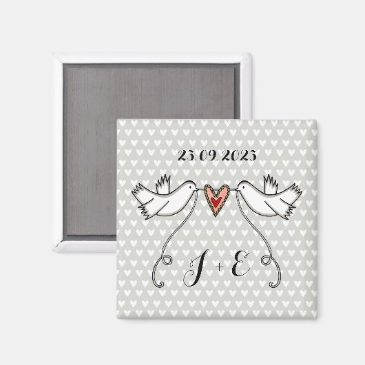 Persoonlijke Witte Doves Wedding Magnet Favor (Voorkant / Achterkant)