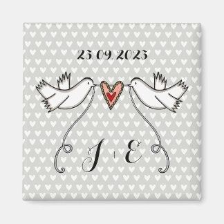 Persoonlijke Witte Doves Wedding Magnet Favor