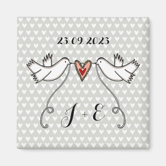 Persoonlijke Witte Doves Wedding Magnet Favor (Voorkant)
