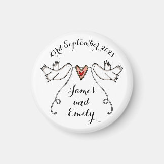 Persoonlijke Witte Doves Wedding Magnet Favor