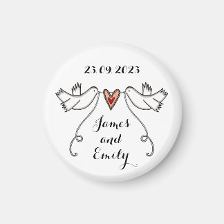 Persoonlijke Witte Doves Wedding Magnet Favor