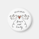 Persoonlijke Witte Doves Wedding Magnet Favor (Voorkant)
