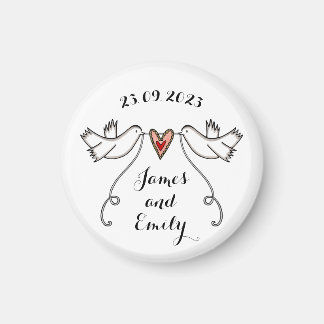 Persoonlijke Witte Doves Wedding Magnet Favor