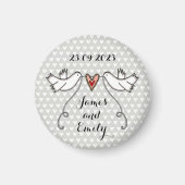 Persoonlijke Witte Doves Wedding Magnet Favor (Voorkant)