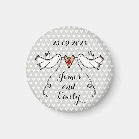 Persoonlijke Witte Doves Wedding Magnet Favor (Voorkant)