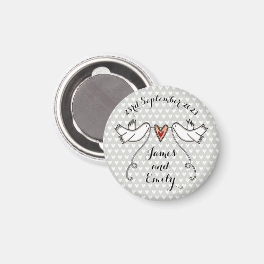 Persoonlijke Witte Doves Wedding Magnet Favor (Voorkant / Achterkant)