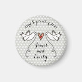 Persoonlijke Witte Doves Wedding Magnet Favor (Voorkant)