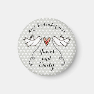 Persoonlijke Witte Doves Wedding Magnet Favor